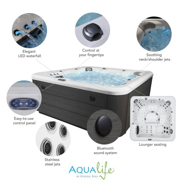 Scenic™ 69 Jet, 6-Person Lounger Hot Tub Spa with Bluetooth Stereo & Ozone 3